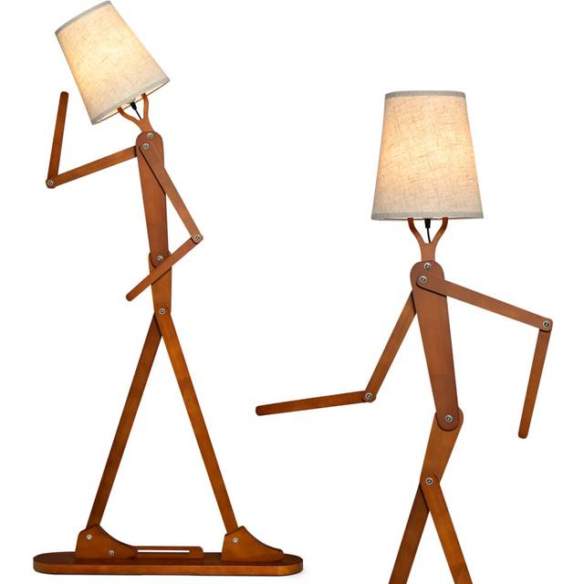 Wooden tall floor lamp corner decorative humanoid light fixture changeable shape