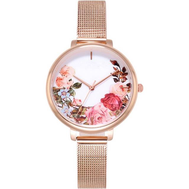 Fashion Women Watches Stainless Steel Flower Ladies Wrist Watch Luxury Women Bracelet Watch For Female Clock