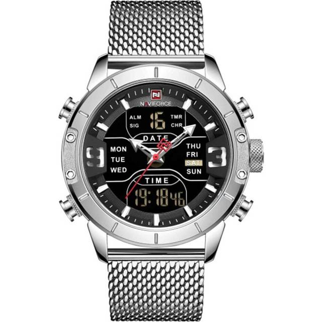 Men Watch Dual Display LED Clock Bussiness Watch Waterproof Quartz Wrist Watch
