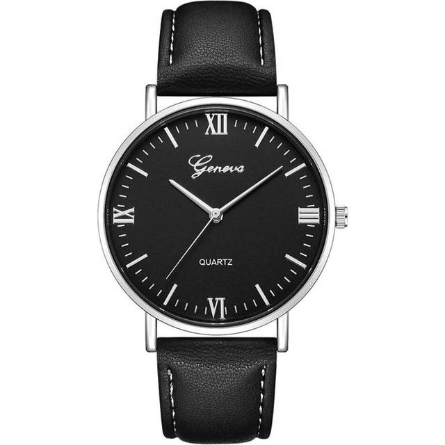 2 Pcs Classic Male Quartz WristWatch Stainless Steel Pointer Roman Numerals Quartz WristWatch