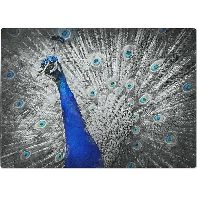 Tempered Glass Peacock with Its Feathers Spread Chopping Board (39 cm W x 28.5 cm L)