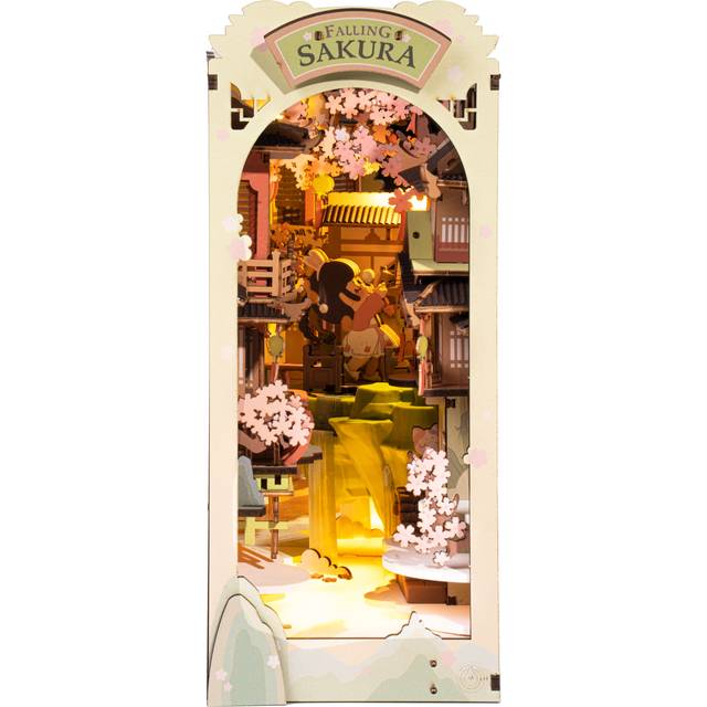 Rolife Falling Sakura 3D Wooden DIY Miniature House Book Nook - Black
