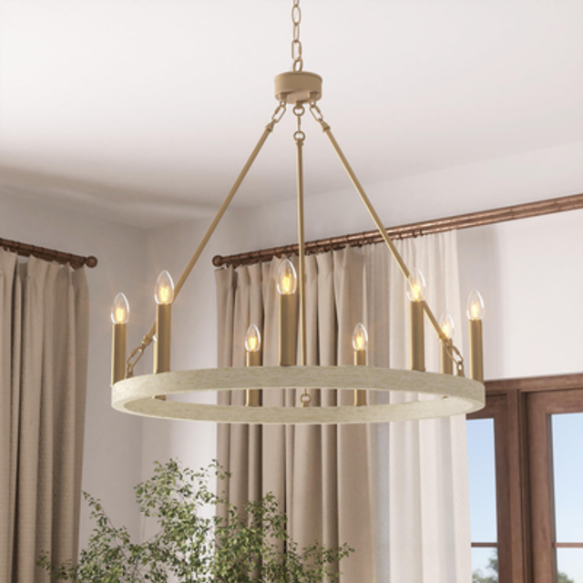 6 - Lights Traditional Black Candle-Style Chandelier
