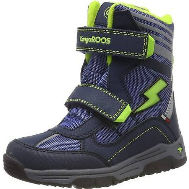 Kangaroos kids snowboots flash boots winter boots, blue (navy / lime) 28 eu