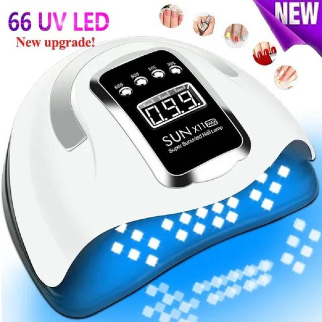 NEW SUN X11 Max UV LED Lamp Nail Dryer Smart Sensor Nail Lamp 66LEDS UV Lamp Gel Varnish Nail Strips LCD Display Professional Nail Lamp EU Plug white