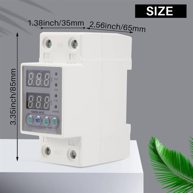 Din Rail Dual Display Adjustable over Voltage Current and Under Voltage Protective Device Protector Relay 60A 220V 230V
