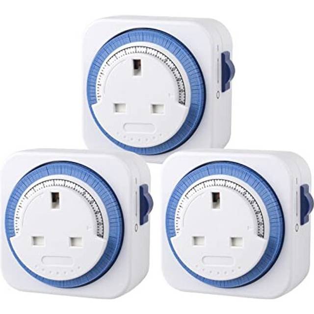 HBN Mechanical Timer Plug Socket, 24 Hour Programmable Energy Saving Compact UK Plug-in Indoor Timer Socket for Lights, Lamp and Home Appliances