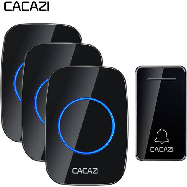 CACAZI FA10-3 Self-powered Wireless Music Doorbell Waterproof No battery Calling Doorbell Chime 1 Button 3 Receiver
