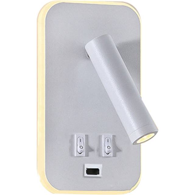 Wall Light Backlight USB Charging 330 Degree Rotation Adjustable Lamp Bedside Study Reading Sconce White
