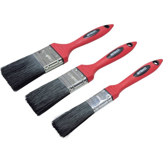 Amtech 3 Piece No Bristle Loss Paint Brush Set In Red