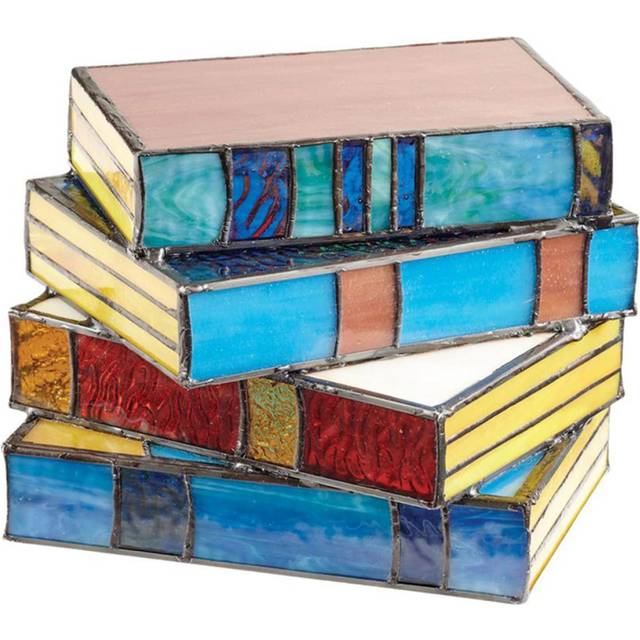 Stacked Books Lamp Home Decor Nightstand Table Lamps Glass Vintage Reading Book Lamp Stained for Household Reading Light