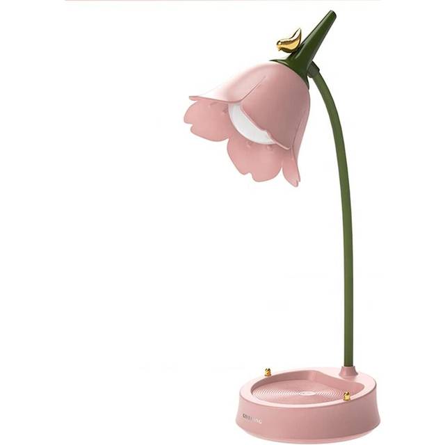 LED Table Lamp Cordless Table Lamp Adjustable Gooseneck Dimmable Touch Rechargeable Battery Children's Night Light, Lamp Suitable for Reading  (Pink)
