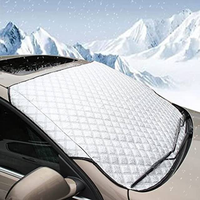 Car Windshield Cover Heavy Duty Ultra Thick Protective Windscreen Cover Snow Ice Frost Sun UV Dust Water Resistent Pefect Fit for Cars SUVs All Years