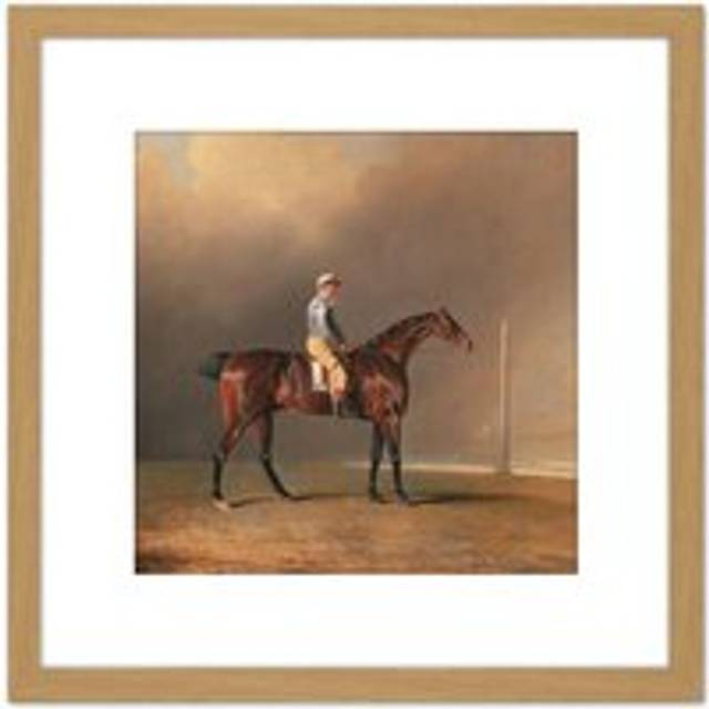 Benjamin Marshall Diamond With Dennis Fitzpatrick Up 8X8 Inch Square Wooden Framed Wall Art Print Picture with Mount - Tan - One Size