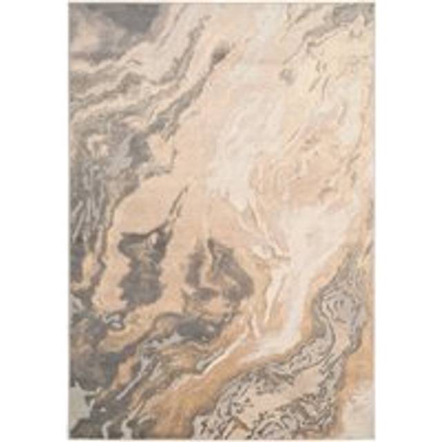 Neutral Silver Beige Metallic Marble Lustre Sheen Rug - 80cm x 150cm
