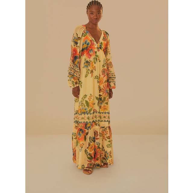 Farm Rio Floral-Print Chiffon Dress - S - Multi