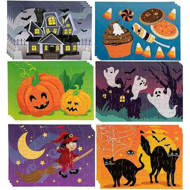 36 Sheets Halloween Puzzles  28-Piece Small Jigsaw Puzzle for Family Spooky Party Favor Toy Gifts  5.5 x 8 in  6 Designs