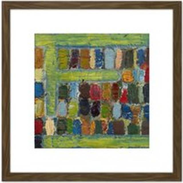Coulon 1970 Composition 3 Abstract Painting 8X8 Inch Square Wooden Framed Wall Art Print Picture with Mount - Brown - One Size