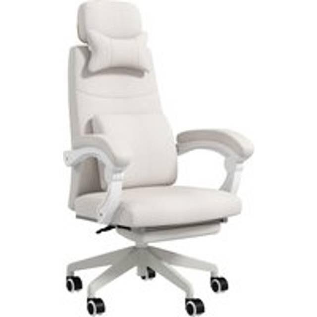 Vinsetto High Back Office Chair Reclining Computer Chair With Footrest Lumbar Support Adjustable Height Swivel Wheels White