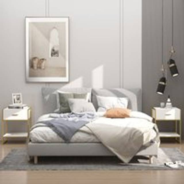 Homcom Modern Bedside Table Set Of 2 Night Stand End Table Drawer Bedroom In White - One Size
