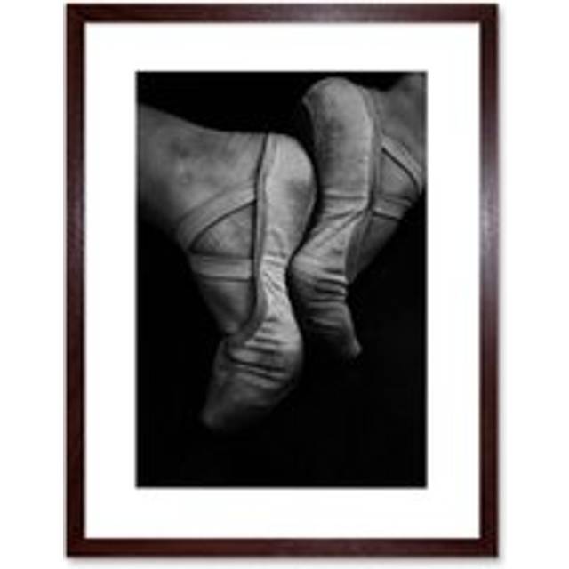 Wall Art Print Ballerina Ballet Shoes Framed - Brown - W7 inch x H9 inch