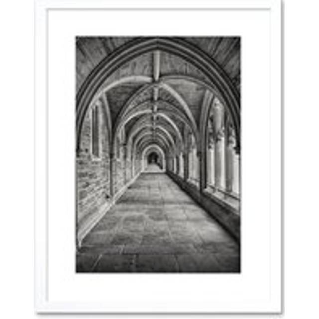 Wall Art Print Armfield Stone Arched Hallway Framed - White - W7 inch x H9 inch