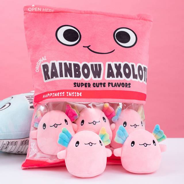 (Rainbow Powder (6 salamanders)) Bubble Tea Boba Cup Plush Toy Pillow Cushion Kids Birthday Gift