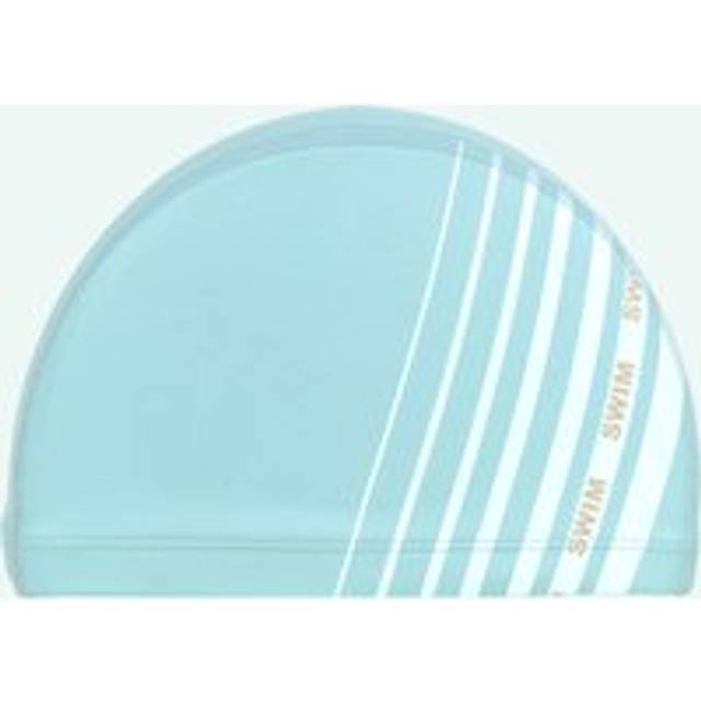 Coated Mesh Swim Cap - Printed Fabric - Size m - Green Line White - Celadon Green