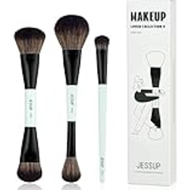 Face Makeup Brushes 3pcs Double Ended Makeup Brush Set for Foundation Contour Blush Highlight and Concealer Brush,