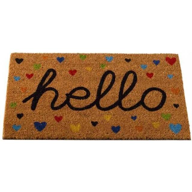 Decoir Mat Hearty Hello Funny Novelty Coir Doormat 75 x 45cm Non Slip