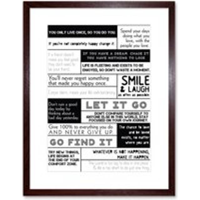Wall Art Print Motivational Manifesto Advice Typography Grid Framed - Brown - W7 inch x H9 inch