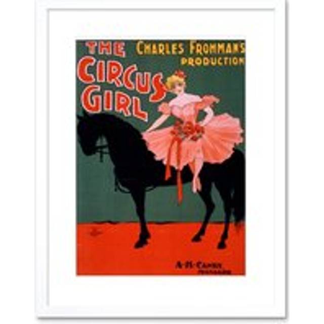 Wall Art Print Vaudeville Circus Girl Artwork Framed 9X7 Inch - White - W7 inch x H9 inch