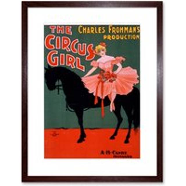 Wall Art Print Vaudeville Circus Girl Artwork Framed 9X7 Inch - Brown - W7 inch x H9 inch
