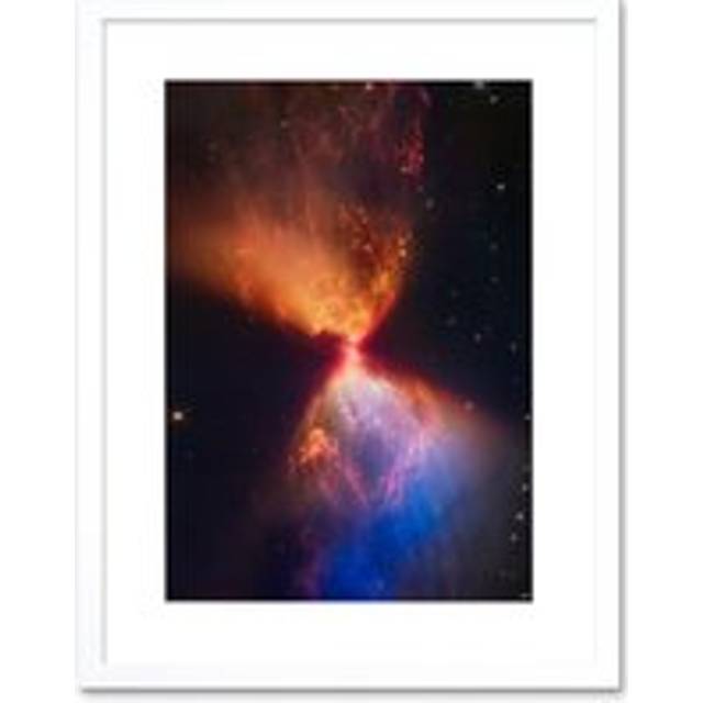 Wall Art Print NASA James Webb Telescope Catches Fiery Hourglass New Star Forms Protostar Artwork Framed 9X7 Inch - White - W7 inch x H9 inch