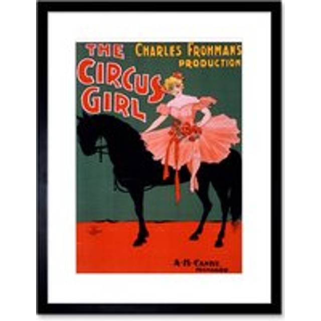 Wall Art Print Vaudeville Circus Girl Artwork Framed 9X7 Inch - Black - W7 inch x H9 inch