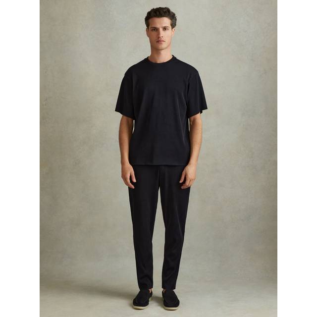 Reiss Mens Vy Cyrus Elasticated-waist Ribbed Stretch-woven Trousers Xl - NAVY