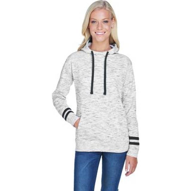 Ladies Melange Scuba Neck Sweatshirt - WHITE BLAcK - S(D0102H76Q1T)