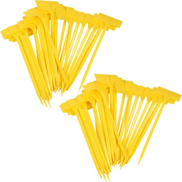 Planting Tools 100 Pcs Bonsai Plastic Plant Labels Garden Labels -Type Upturned Garden Tags Markers Yellow