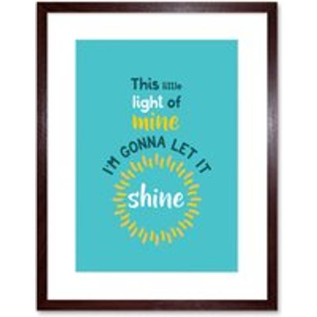 Wall Art Print Kids Little Light of Mine Shine Framed - Brown - W7 inch x H9 inch
