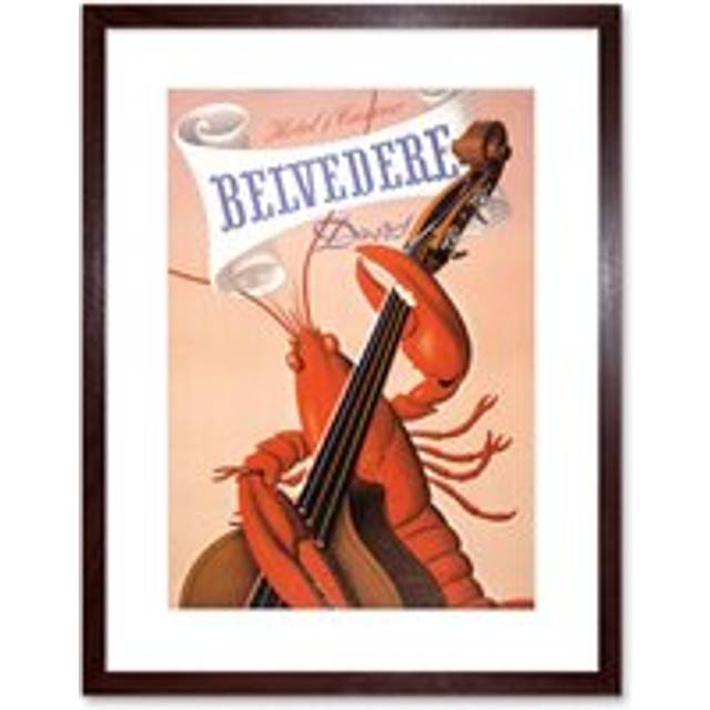 Wall Art Print Belvedere Hotel Casino Lobster Cello Davos Artwork Framed 9X7 Inch - Brown - W7 inch x H9 inch