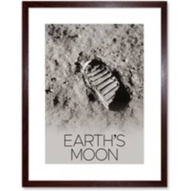 Wall Art Print NASA Our Solar System Moon Apollo 11 Boot Lunar Surface Artwork Framed 9X7 Inch - Brown - W7 inch x H9 inch