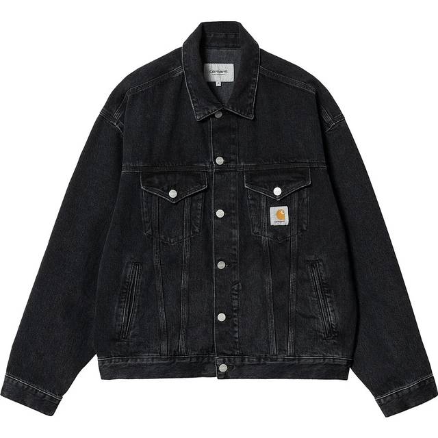 Carhartt WIP - Helston Stone Washed Black - Jeans Jacket - black - L - Shell: 100% Cotton, Lining: 65% Polyester, 35% Cotton,Denim