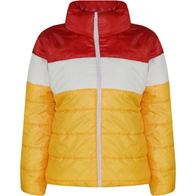 (7-8 Years) Kids Girls Boys Designer's Contrast Panel Hooded Jacket Quilted Padded Warm Coat