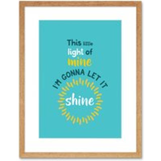 Wall Art Print Kids Little Light of Mine Shine Framed - Beige - W7 inch x H9 inch