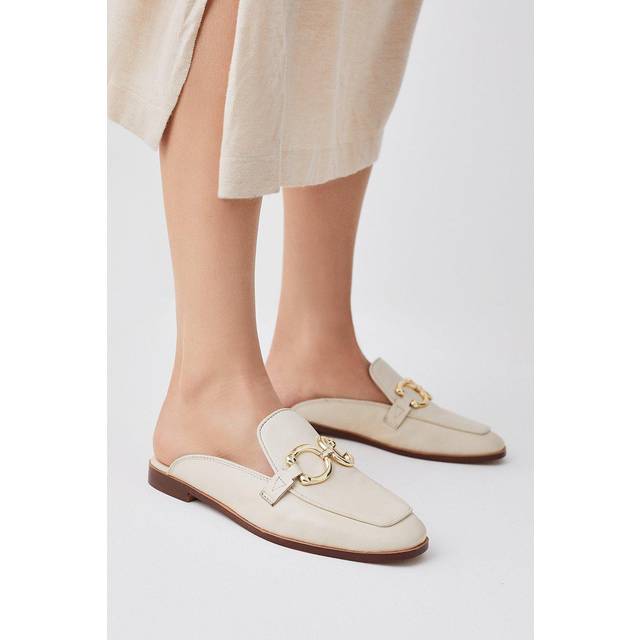 Leather Open Back Slip-On Loafer - Cream