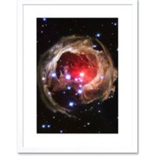 Wall Art Print Hubble Space Astronomy Light Echo Illuminates Dust Spiral Around Red Supergiant Star V838 Monocerotis Explosion Artwork Framed 9X7 Inch - White - W7 inch x H9 inch