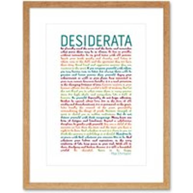 Wall Art Print Desiderata Rainbow Words Ehrmann Typography Framed - Beige - W7 inch x H9 inch