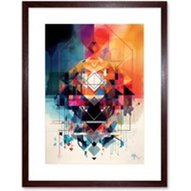 Wall Art Print Abstract Geometric Spectral Prism Kaleidoscope Colour Light Shapes Modern Watercolour Artwork Framed 9X7 Inch - Brown - W7 inch x H9 in - W7 inch x H9 inch