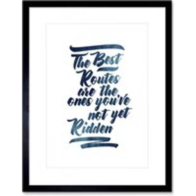 Wall Art Print Bicycle Best Route Not Yet Ridden Paint Galaxy Framed - Black - W7 inch x H9 inch