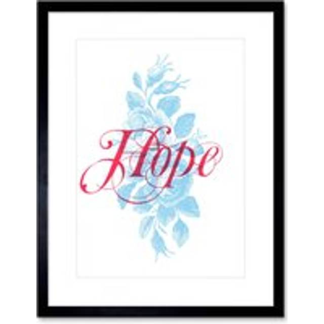 Wall Art Print Hope Rose Bush Artwork Framed 9X7 Inch - Black - W7 inch x H9 inch